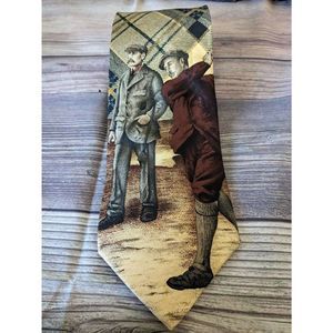 EUC Vintage Men's 417 Van Heusen Silk Tie, Old Time Golf Depicted Costa Rica T62